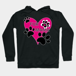 Fur Mama Pink Heart Paw Prints Hoodie